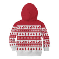 Christmas Santa Bunny Rabbits Kid Hoodie Red White Tree Snowflake Pattern - Wonder Print Shop