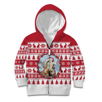 Christmas Santa Bunny Rabbits Kid Hoodie Red White Tree Snowflake Pattern - Wonder Print Shop