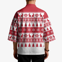Christmas Santa Bunny Rabbits Kimono Red White Tree Snowflake Pattern - Wonder Print Shop