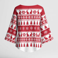 Christmas Santa Bunny Rabbits Kimono Sleeve Blouse Red White Tree Snowflake Pattern - Wonder Print Shop