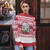 Christmas Santa Bunny Rabbits Ugly Christmas Sweater Red White Tree Snowflake Pattern - Wonder Print Shop