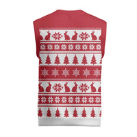 Christmas Santa Bunny Rabbits Christmas Knitted V-Neck Vest Red White Tree Snowflake Pattern - Wonder Print Shop