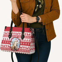 Christmas Santa Bunny Rabbits Leather Bag Red White Tree Snowflake Pattern - Wonder Print Shop