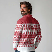 Christmas Santa Bunny Rabbits Long Sleeve Polo Shirt Red White Tree Snowflake Pattern - Wonder Print Shop