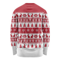 Christmas Santa Bunny Rabbits Long Sleeve Shirt Red White Tree Snowflake Pattern - Wonder Print Shop