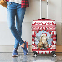 Christmas Santa Bunny Rabbits Luggage Cover Red White Tree Snowflake Pattern - Wonder Print Shop