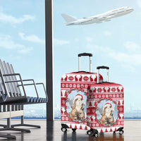 Christmas Santa Bunny Rabbits Luggage Cover Red White Tree Snowflake Pattern - Wonder Print Shop