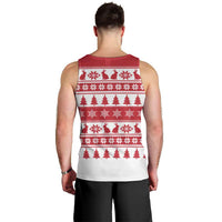 Christmas Santa Bunny Rabbits Men Tank Top Red White Tree Snowflake Pattern - Wonder Print Shop