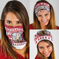 Christmas Santa Bunny Rabbits Neck Gaiter Red White Tree Snowflake Pattern - Wonder Print Shop