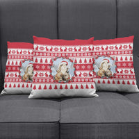 Christmas Santa Bunny Rabbits Pillow Cover Red White Tree Snowflake Pattern - Wonder Print Shop