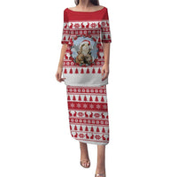 Christmas Santa Bunny Rabbits Puletasi Red White Tree Snowflake Pattern - Wonder Print Shop