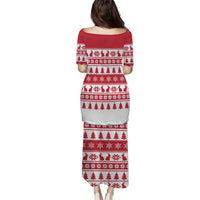 Christmas Santa Bunny Rabbits Puletasi Red White Tree Snowflake Pattern - Wonder Print Shop