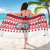 Christmas Santa Bunny Rabbits Sarong Red White Tree Snowflake Pattern - Wonder Print Shop