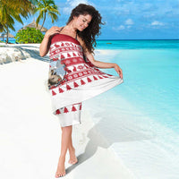 Christmas Santa Bunny Rabbits Sarong Red White Tree Snowflake Pattern - Wonder Print Shop