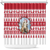 Christmas Santa Bunny Rabbits Shower Curtain Red White Tree Snowflake Pattern - Wonder Print Shop
