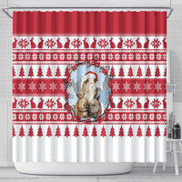 Christmas Santa Bunny Rabbits Shower Curtain Red White Tree Snowflake Pattern - Wonder Print Shop