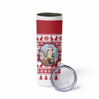 Christmas Santa Bunny Rabbits Skinny Tumbler Red White Tree Snowflake Pattern - Wonder Print Shop