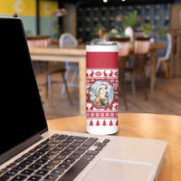 Christmas Santa Bunny Rabbits Skinny Tumbler Red White Tree Snowflake Pattern - Wonder Print Shop