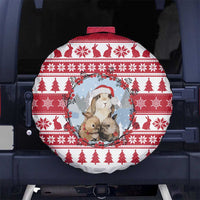 Christmas Santa Bunny Rabbits Spare Tire Cover Red White Tree Snowflake Pattern - Wonder Print Shop