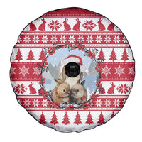 Christmas Santa Bunny Rabbits Spare Tire Cover Red White Tree Snowflake Pattern - Wonder Print Shop