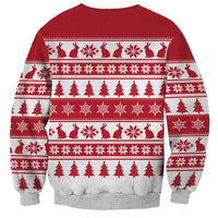 Christmas Santa Bunny Rabbits Sweatshirt Red White Tree Snowflake Pattern - Wonder Print Shop