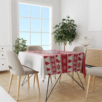 Christmas Santa Bunny Rabbits Tablecloth Red White Tree Snowflake Pattern - Wonder Print Shop