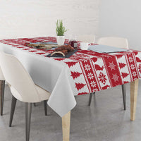 Christmas Santa Bunny Rabbits Tablecloth Red White Tree Snowflake Pattern - Wonder Print Shop