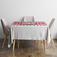 Christmas Santa Bunny Rabbits Tablecloth Red White Tree Snowflake Pattern - Wonder Print Shop