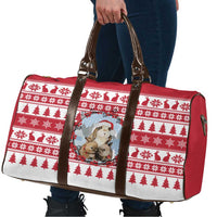 Christmas Santa Bunny Rabbits Travel Bag Red White Tree Snowflake Pattern - Wonder Print Shop