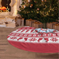 Christmas Santa Bunny Rabbits Tree Skirt Red White Tree Snowflake Pattern - Wonder Print Shop