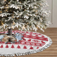 Christmas Santa Bunny Rabbits Tree Skirt Red White Tree Snowflake Pattern - Wonder Print Shop