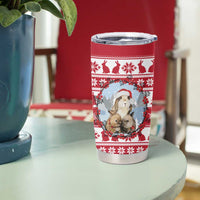 Christmas Santa Bunny Rabbits Tumbler Cup Red White Tree Snowflake Pattern - Wonder Print Shop