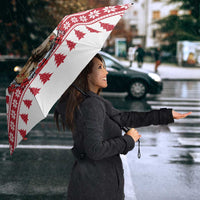 Christmas Santa Bunny Rabbits Umbrella Red White Tree Snowflake Pattern - Wonder Print Shop