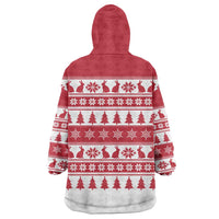 Christmas Santa Bunny Rabbits Wearable Blanket Hoodie Red White Tree Snowflake Pattern - Wonder Print Shop