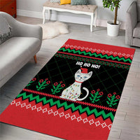 Christmas Cat Area Rug with Grumpy Cat in Santa Hat Holiday Lights - Wonder Print Shop