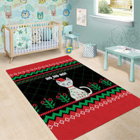 Christmas Cat Area Rug with Grumpy Cat in Santa Hat Holiday Lights - Wonder Print Shop