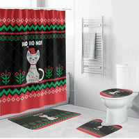 Christmas Cat Bathroom Set with Grumpy Cat in Santa Hat Holiday Lights - Wonder Print Shop
