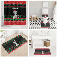 Christmas Cat Bathroom Set with Grumpy Cat in Santa Hat Holiday Lights - Wonder Print Shop