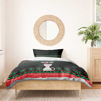 Christmas Cat Bedding Set with Grumpy Cat in Santa Hat Holiday Lights - Wonder Print Shop