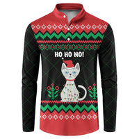 Christmas Cat Button Sweatshirt with Grumpy Cat in Santa Hat Holiday Lights - Wonder Print Shop