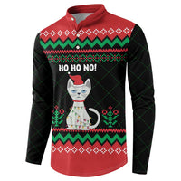 Christmas Cat Button Sweatshirt with Grumpy Cat in Santa Hat Holiday Lights - Wonder Print Shop