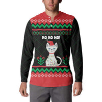Christmas Cat Button Sweatshirt with Grumpy Cat in Santa Hat Holiday Lights - Wonder Print Shop