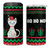 Christmas Cat 4 in 1 Can Cooler Tumbler with Grumpy Cat in Santa Hat Holiday Lights - Wonder Print Shop