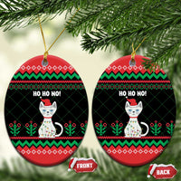 Christmas Cat Ceramic Ornament with Grumpy Cat in Santa Hat Holiday Lights - Wonder Print Shop