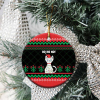 Christmas Cat Ceramic Ornament with Grumpy Cat in Santa Hat Holiday Lights - Wonder Print Shop