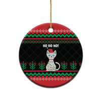 Christmas Cat Ceramic Ornament with Grumpy Cat in Santa Hat Holiday Lights - Wonder Print Shop