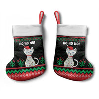 Christmas Cat Christmas Stocking with Grumpy Cat in Santa Hat Holiday Lights - Wonder Print Shop