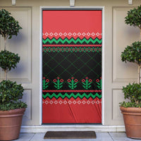 Christmas Cat Door Cover with Grumpy Cat in Santa Hat Holiday Lights - Wonder Print Shop