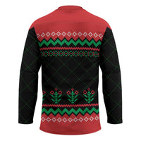 Christmas Cat Hockey Jersey with Grumpy Cat in Santa Hat Holiday Lights - Wonder Print Shop