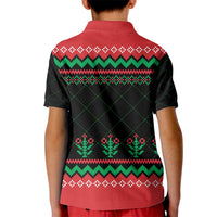 Christmas Cat Kid Polo Shirt with Grumpy Cat in Santa Hat Holiday Lights - Wonder Print Shop